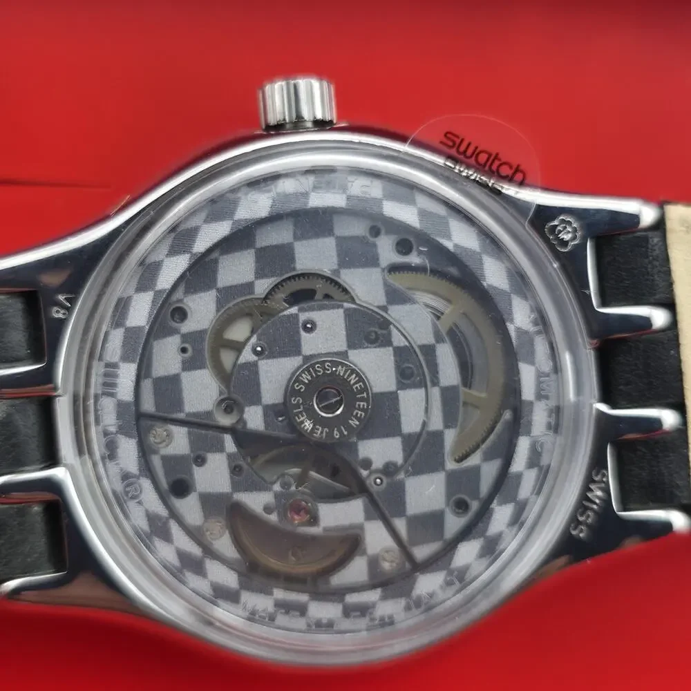 Swatch Sistem51 Automatic Puzzle YIS408 42mm Silver Dial Leather Strap New